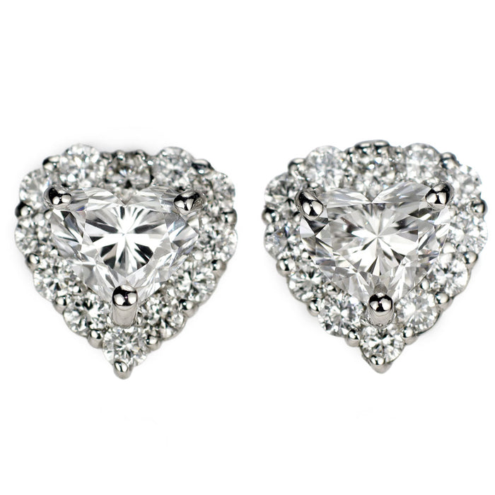 新品 Pt950 GIA鑑定付 最高級ハートシェイプ ダイヤモンド ダイヤモンド ピアス 1.00ct D IF D0.46ct 【エスコレ】
