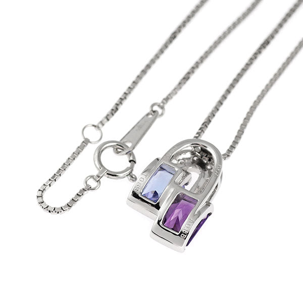 Pt900/ Pt850 アメジスト タンザナイト ダイヤモンド ペンダントネックレス 0.88ct TZ0.89ct D0.06ct