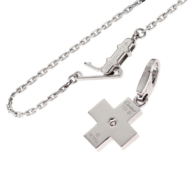 カルティエ K18WG ダイヤモンド ペンダントネックレス クロス 《セルビー銀座店》【中古】