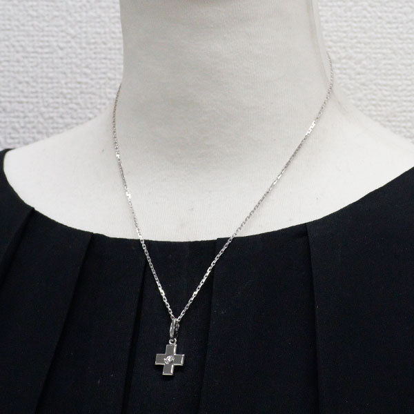 カルティエ K18WG ダイヤモンド ペンダントネックレス クロス 《セルビー銀座店》【中古】