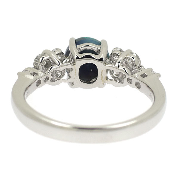 Pt950 ブラックオパールキャッツアイ ダイヤモンド リング 0.964 D0.55ct