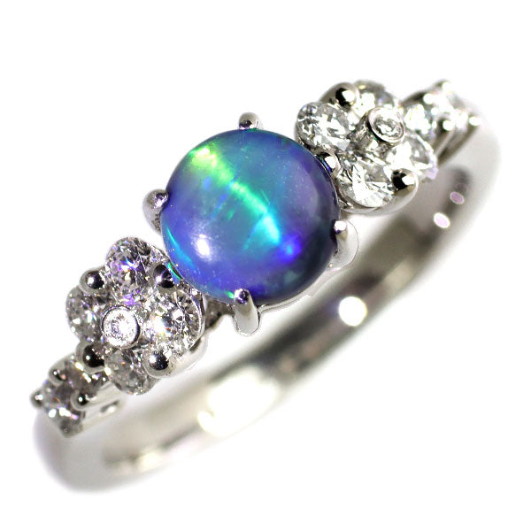 Pt950 ブラックオパールキャッツアイ ダイヤモンド リング 0.964 D0.55ct