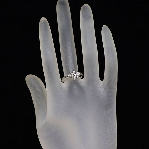 希少 Pt900 天然ピンクダイヤモンド リング 0.11ct D0.38ct