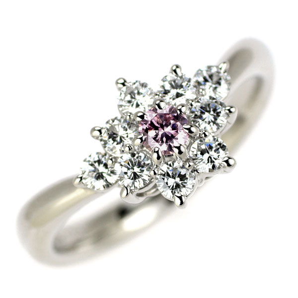希少 Pt900 天然ピンクダイヤモンド リング 0.11ct D0.38ct