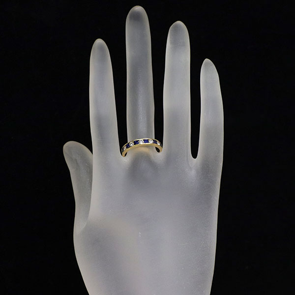 K18YG サファイア ダイヤモンド リング 0.61ct D0.28ct