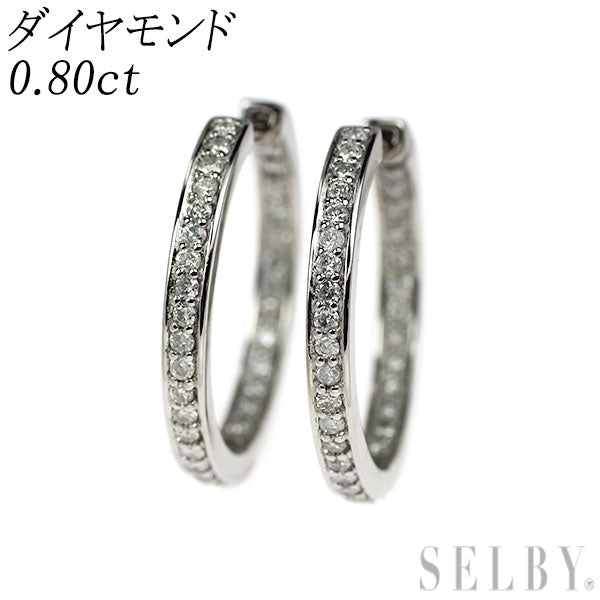 Pt900 ダイヤモンド ピアス 0.80ct フープ