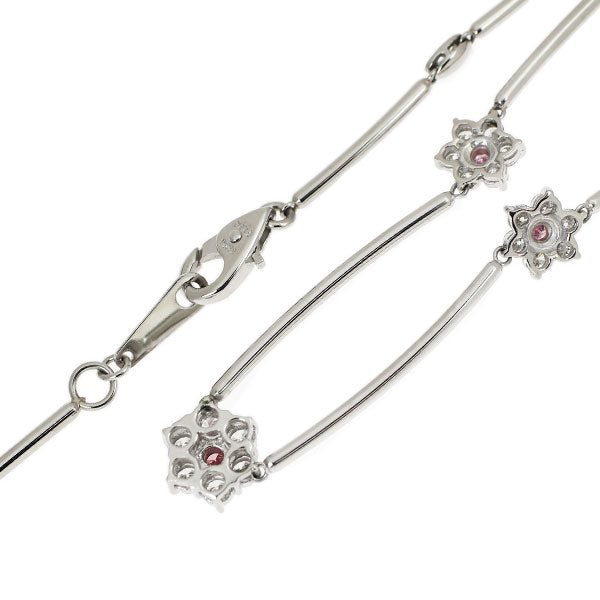 希少 Pt850 天然ピンクダイヤモンド ネックレス 0.168ct D0.986ct フラワー