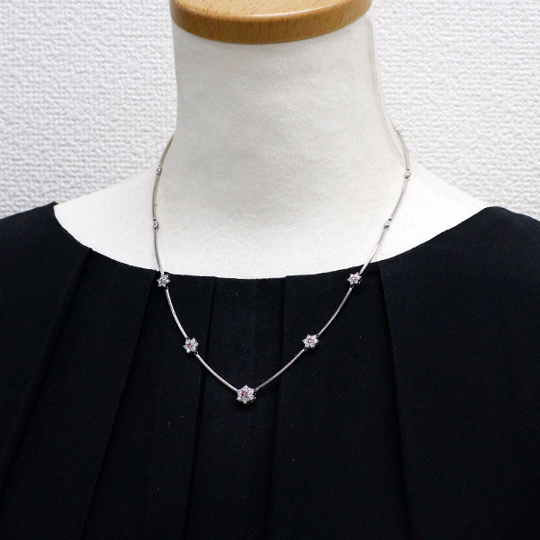 希少 Pt850 天然ピンクダイヤモンド ネックレス 0.168ct D0.986ct フラワー