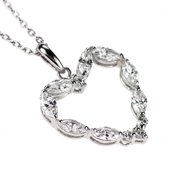 SUWA Pt950/Pt850 マーキス/ シングルカット ダイヤモンド ペンダントネックレス 0.75ct チェーン社外