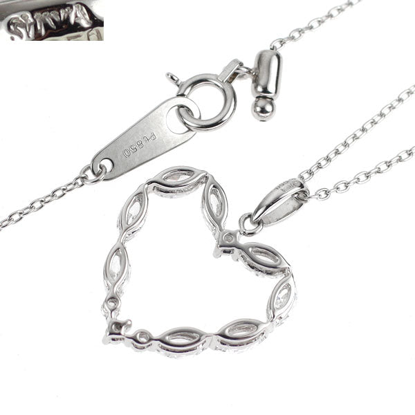 SUWA Pt950/Pt850 マーキス/ シングルカット ダイヤモンド ペンダントネックレス 0.75ct チェーン社外