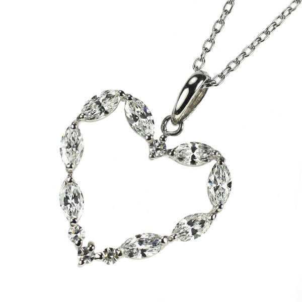 SUWA Pt950/Pt850 マーキス/ シングルカット ダイヤモンド ペンダントネックレス 0.75ct チェーン社外