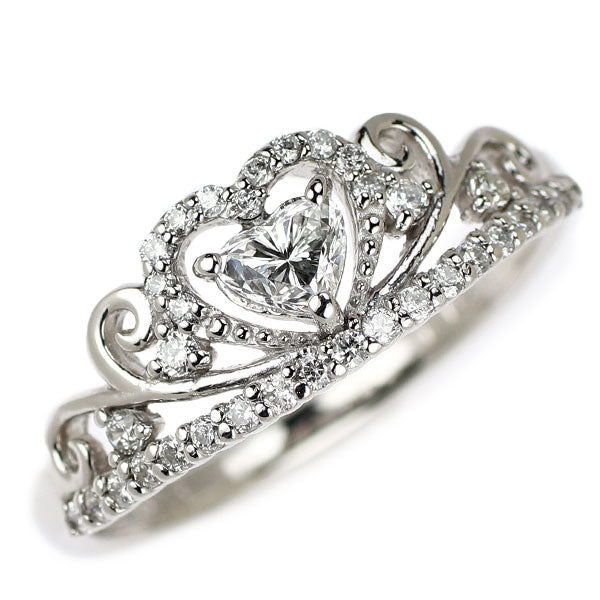 Pt900 ハートシェイプ ダイヤモンド リング 0.23ct D0.25ct ティアラ