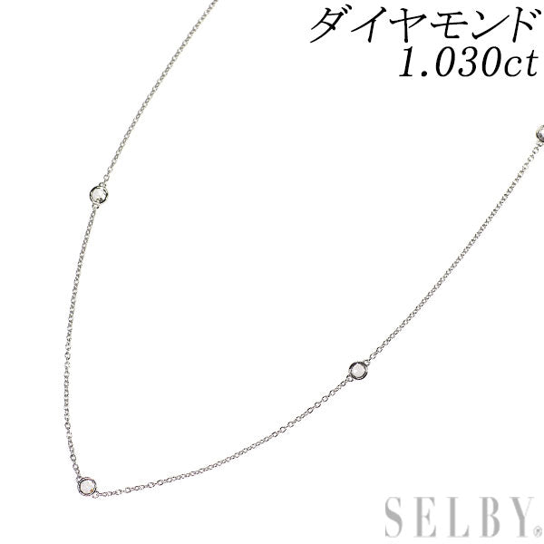 K18WG ローズカット ダイヤモンド ステーション ネックレス 1.030ct