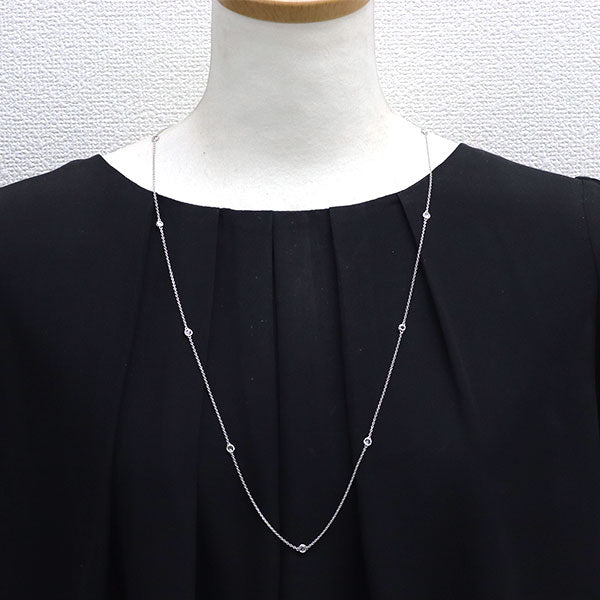 K18WG ローズカット ダイヤモンド ステーション ネックレス 1.030ct