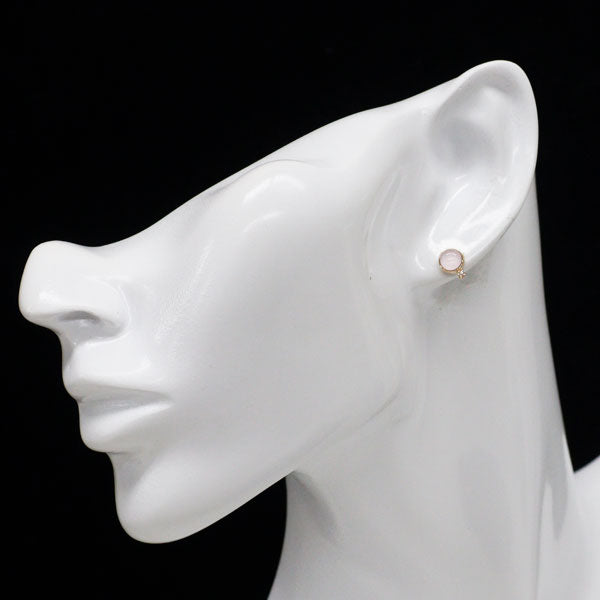 アガット/agete K10YG 張り合わせ クオーツ コンクシェル ダイヤモンド ピアス D0.016ct