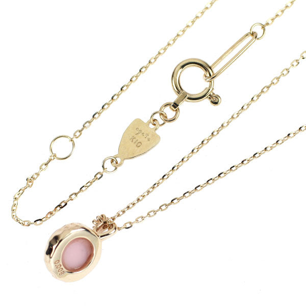 アガット/agete K10YG 張り合わせ クオーツ コンクシェル ダイヤモンド ペンダントネックレス 0.008ct