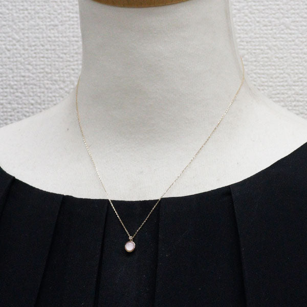 アガット/agete K10YG 張り合わせ クオーツ コンクシェル ダイヤモンド ペンダントネックレス 0.008ct
