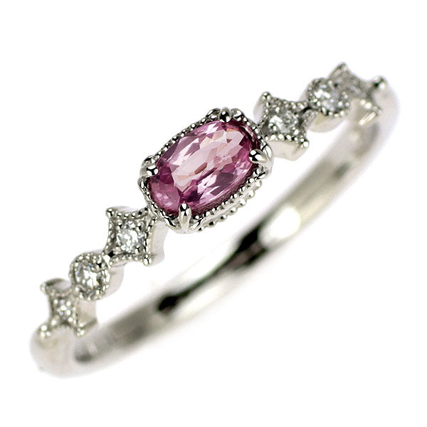 Pt900 ピンクサファイア ダイヤモンド リング 0.274ct D0.06ct