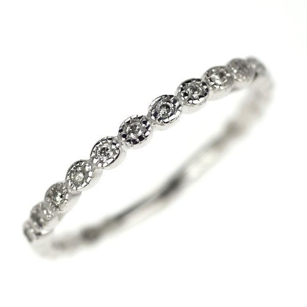 アガット/agete K10WG ダイヤモンド リング 0.09ct ハーフエタニティ