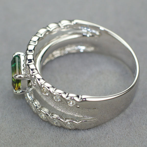 K14WG バイカラー/ウォーターメロントルマリン ダイヤモンド リング 0.81ct D0.26ct