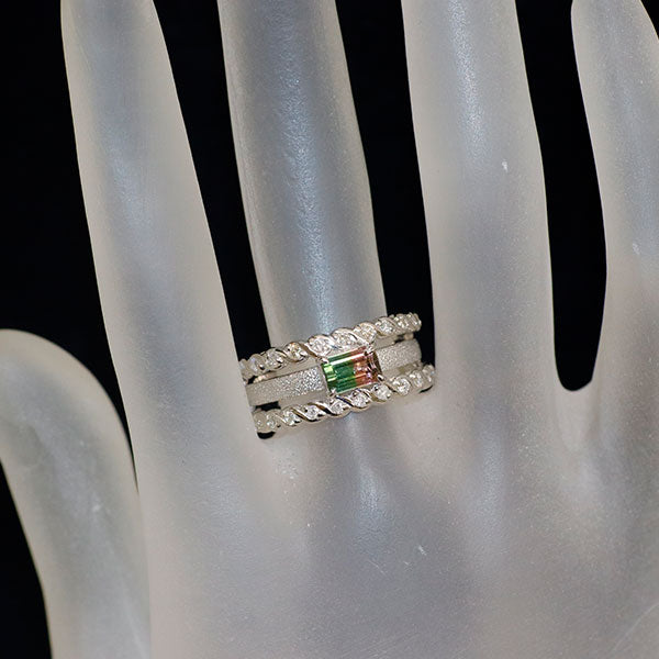 K14WG バイカラー/ウォーターメロントルマリン ダイヤモンド リング 0.81ct D0.26ct