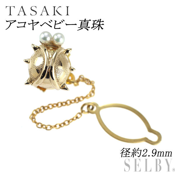 田崎真珠 K14YG アコヤベビー 真珠 タイピン 径約2.9mm てんとう虫