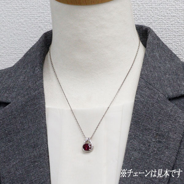 田崎真珠 K18WG ロードライトガーネット ダイヤモンド ペンダントトップ D0.08ct