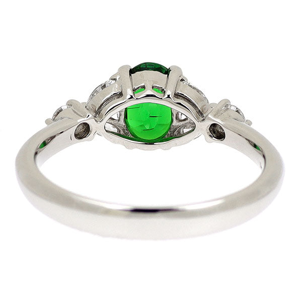 Pt900 グリーングロッシュラー ガーネット/ツァボライト ダイヤモンド リング 0.896ct D0.25ct