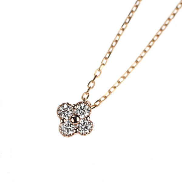 K10PG ダイヤモンド ペンダントネックレス 0.15ct フラワー