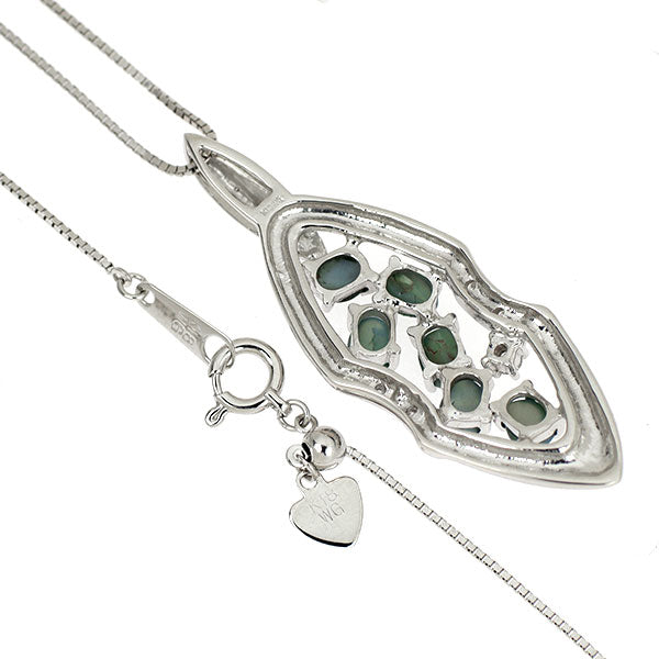 K18WG アレキサンドライトキャッツアイ ダイヤモンド ペンダントネックレス 1.74ct D0.06ct 希少