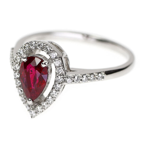 新品 Pt950 非加熱ピジョンブラッドルビー ダイヤモンド リング 0.68ct D0.21ct【エスコレ】