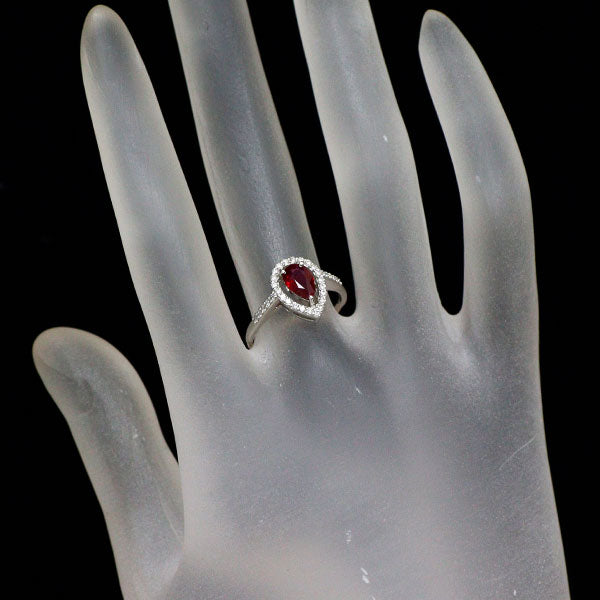 新品 Pt950 非加熱ピジョンブラッドルビー ダイヤモンド リング 0.68ct D0.21ct【エスコレ】