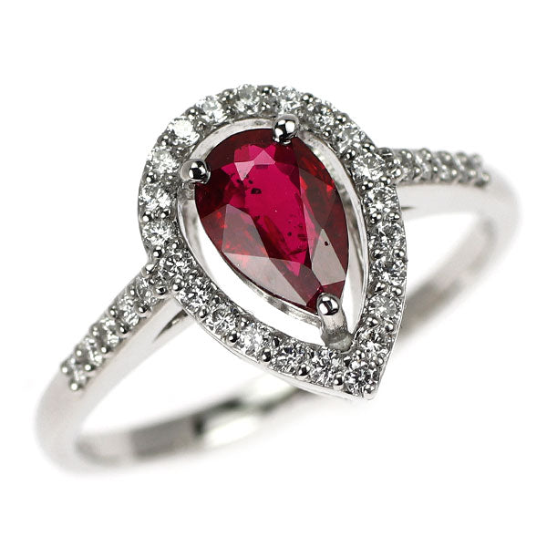 新品 Pt950 非加熱ピジョンブラッドルビー ダイヤモンド リング 0.68ct D0.21ct【エスコレ】