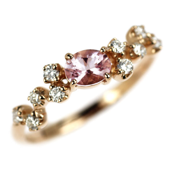 K18PG モルガナイト ダイヤモンド リング 0.30ct D0.20ct