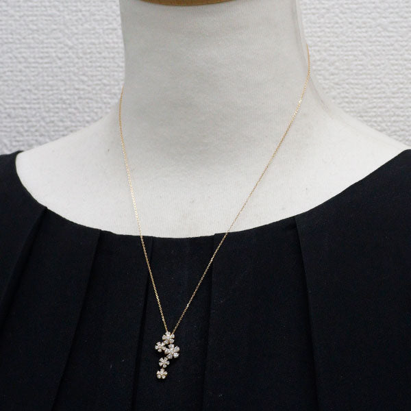 K18YG ダイヤモンド ペンダントネックレス 0.84ct フラワー