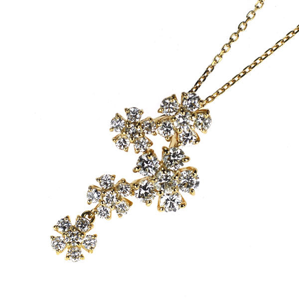 K18YG ダイヤモンド ペンダントネックレス 0.84ct フラワー