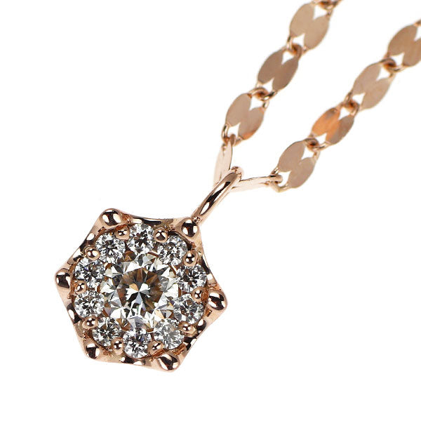 K18PG ダイヤモンド ペンダントネックレス 0.31ct ロング70cm