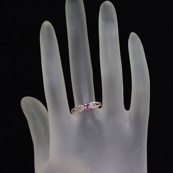 K18PG ピンクサファイア ダイヤモンド リング 0.30ct D0.20ct