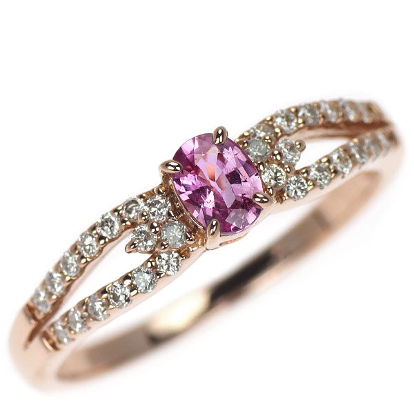 K18PG ピンクサファイア ダイヤモンド リング 0.30ct D0.20ct