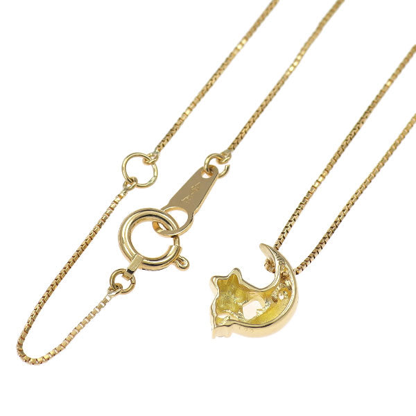 K18YG ダイヤモンド ペンダントネックレス 0.01ct 月 星