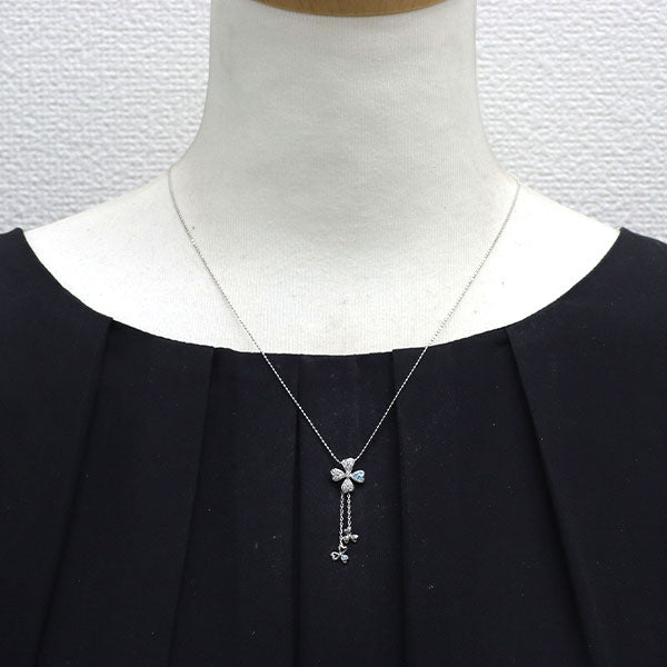 K18WG パライバ トルマリン ダイヤモンド ペンダントネックレス 0.05ct D0.09ct 希少 クローバー