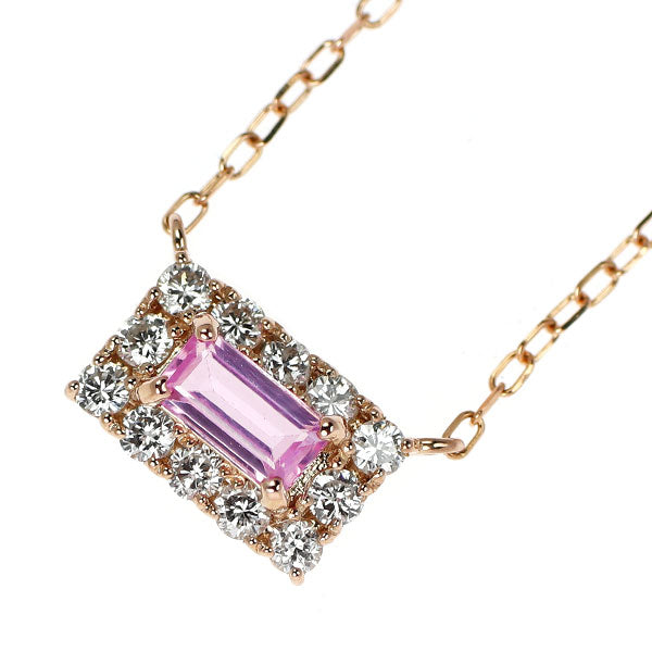 K18PG ピンクサファイア ダイヤモンド ネックレス 0.28ct D0.20ct
