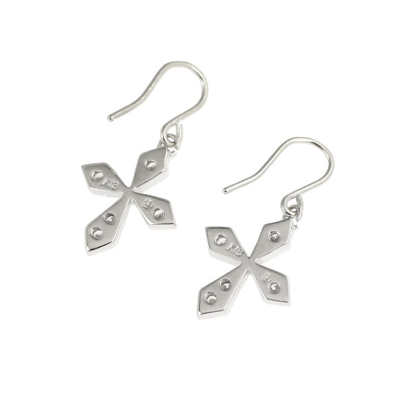 K18WG ダイヤモンド ピアス クロス