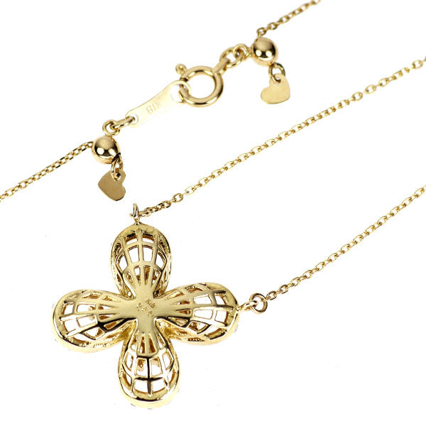 K18YG ダイヤモンド ペンダントネックレス 0.32ct フラワー