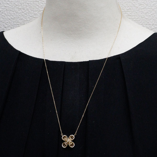 K18YG ダイヤモンド ペンダントネックレス 0.32ct フラワー