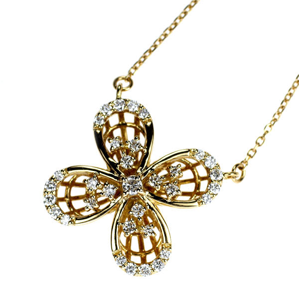 K18YG ダイヤモンド ペンダントネックレス 0.32ct フラワー