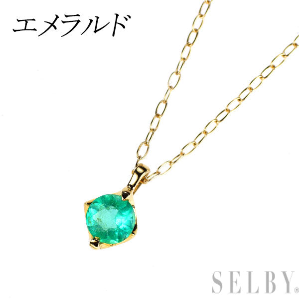 K18YG エメラルド ペンダントネックレス