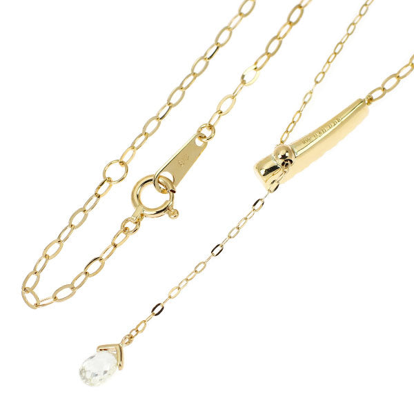 K18YG ブリオレットカット ダイヤモンド ペンダントネックレス 0.40ct D0.08ct