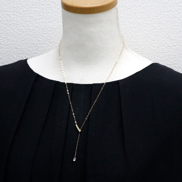 K18YG ブリオレットカット ダイヤモンド ペンダントネックレス 0.40ct D0.08ct