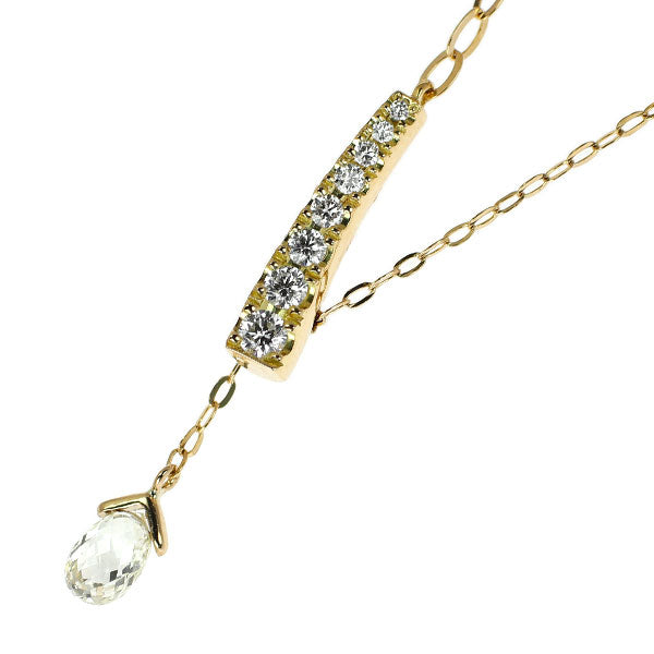 K18YG ブリオレットカット ダイヤモンド ペンダントネックレス 0.40ct D0.08ct